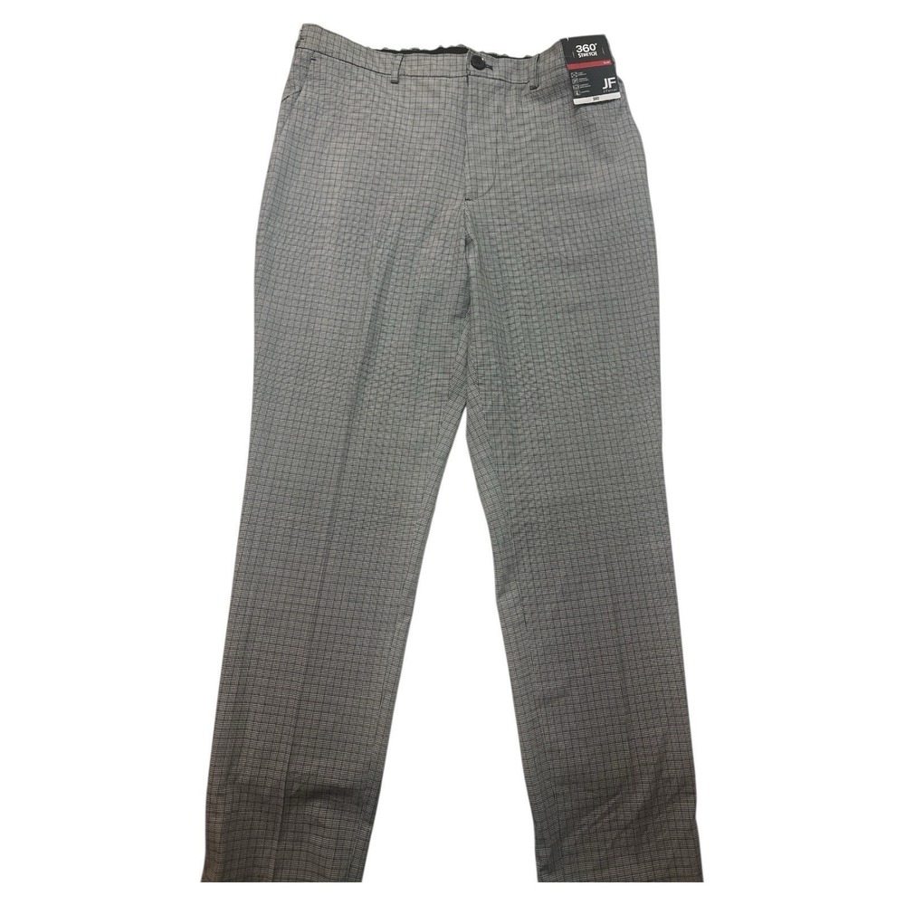 JF J. Ferrar Cropped Hybrid Pants Mens 34 Slim Fit Gray Check Stretch NWT